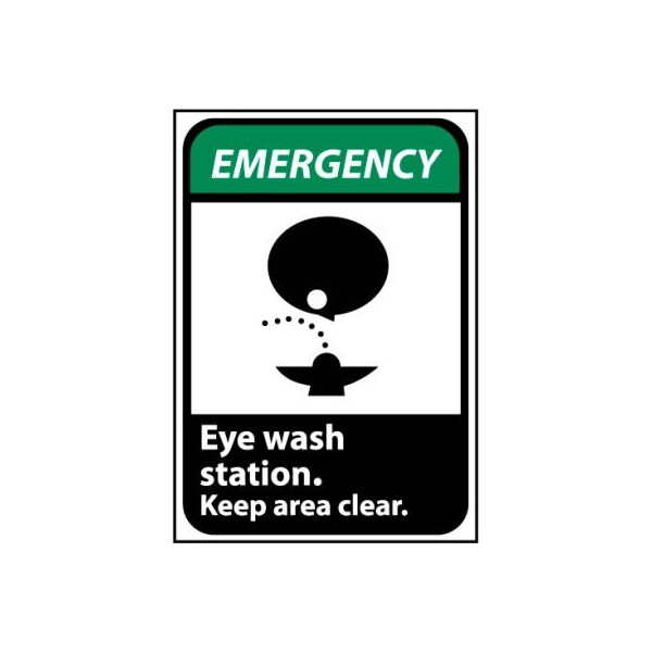 Emergency Sign 14x10 Aluminum - Eye Wash Station Keep Area Clear